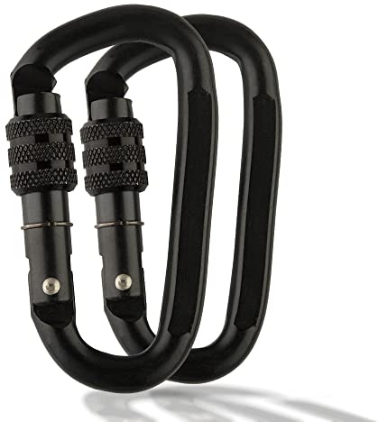 M-Tac 4 Heavy Duty Carabiner 27 kN (6070 lbs) - Twist Lock - Auto Locking Steel Carabiner Clip (Pack of 2)
