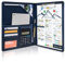GraduatePro Schreibmappe A4 Leder Ordner Mappe Klemmbrettmappe Dokumentenmappe mit Deckel Organizer Clipboard Fächern Blau