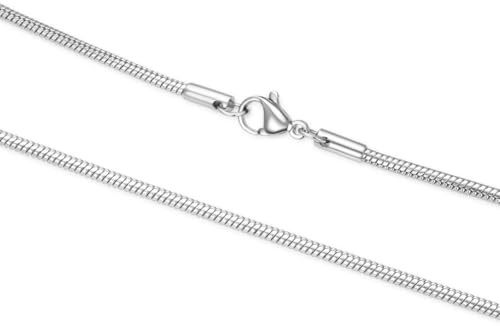 Adabele 2pcs 304 Stainless Steel 1.5mm Round Snake Chain Necklace 16 Inch