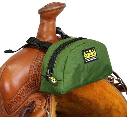 TrailMax Original Pommel Pocket Satteltasche für Western- und Ausdauersättel; Handy-Sattelhorntasche; Satteltasche für Pferde; Trail Riding Handy-Knauftasche; Olivgrün