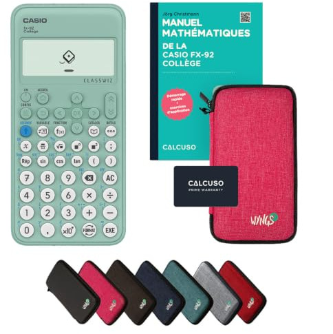 Casio fx-92 Collège Incl. Funda Protectora Rosa y Libro especializado (88 páginas, DIN A5) – Calculadora científica – Smart Set