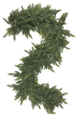 Xmas Cedar Garland Artificial Green Faux Cedar Pine Needles Garland for Home Fireplace Indoor Outdoor, Mantle Stair Fireplace Holiday Party Wedding Home Decoration (1.8m)