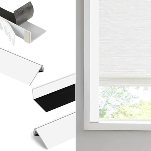 PVC Light Blocking Strips for Window Shades and Blinds-Blocks Light Along The Sides of Blackout Blinds,Side Tracks for Cordless Blackout Shades, Light Blocking Strips for Bedroom (White,58,4Pcs)