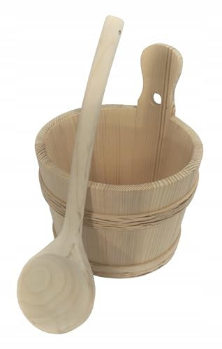 PEEWIT Ceber Saltatore per sauna da 5 litri set mestolo secchio in legno
