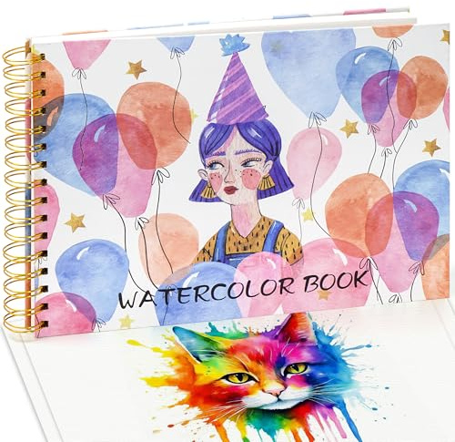 Watercolour Paper A4 Sketchbook Pad - Cold Pressed 80 Pages/ 40 Sheets Sketch Book Spiral Bound Art Book Painting Drawing Journal Water Color Pads for Artist Aids Adults - for Dry Wet Mixed Media