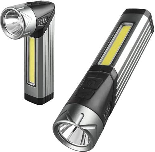YZYOE Torcia di emergenza ricaricabile Mag Lights, torcia a 90 gradi, Clip On Light COB Work Light all'aperto.