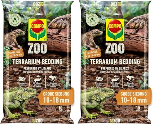 COMPO Zoo Sustrato Universal para terrarios 10 litros con granulometría Gruesa, 10-18 mm (Paquete de 2)