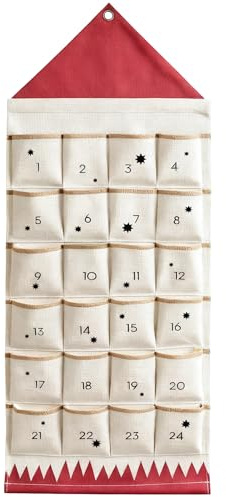 Vookkp Calendrier de l'Avent en Tissu à Remplir 120X50cm Calendrier de l'Avent de Noël à Suspendre avec 24 Poches Calendrierde Lavent Personnalisable pour Murales Fenêtre Porte Décorations de Noël
