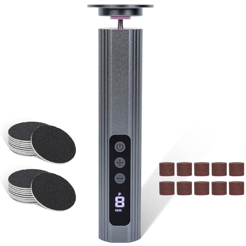 AiQInu 2 en 1 Eliminador de Callos Eléctrico, Conjunto de Eliminadores de Callos Eléctricos Recargables, 9 Velocidades Ajustables, Con Indicador LED, Para Tacones Rasgados, Callos (Gris)