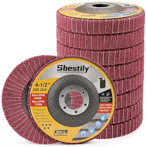 Sbestily 10Pcs 240 Grit Scour Flap Disc 4 1/2 Inch Coarse Polishing Grinding Wheel for Metal Stainless Steel Angle Grinder Scouring Pads Scuff Sanding Discs Paint Rust Remover