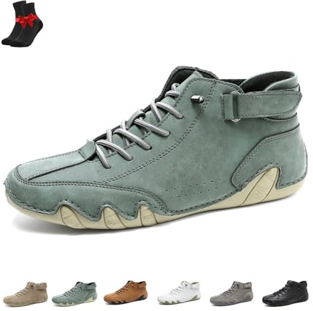 Alpaca barfotaskor män, halkfria ventilerande fritidsstövlar, vattentät läder Fotvandring Vandring Trekking utomhussko(Green,43 EU)