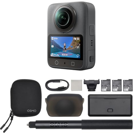 DJI Osmo 360 Camera Adventure Combo, Waterproof 8K 360° Action Camera with 1-Inch 360° Imaging, Extended Battery Life with 3 Batteries, Native 8K 360° Video, 105GB Built-in Storage (Renewed)