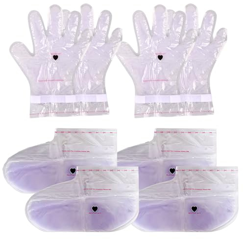 BACTIBLAST 4 Pares Guantes y Calcetines de Cera de Parafina con Lavanda, Baño de Parafina para Manos y Pies, parafina para manos artrosis, cuidado intensivo de la piel para hogar y salón (Morado)