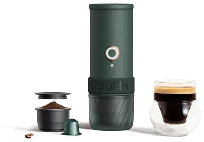 OutIn Mino Portable Electric Espresso Machine, Mini Camping Coffee Maker for Travel, Pocket Sized Coffee Machine Self-Heating with USB-C, Ground Coffee & NS Capsule Adapter For Adventure