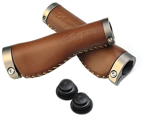 Letgoing Fahrrad Reines Leder Vorderer Hebel Lenkergriff, Innendurchmesser 7/8 Zoll Länge 13,8 cm