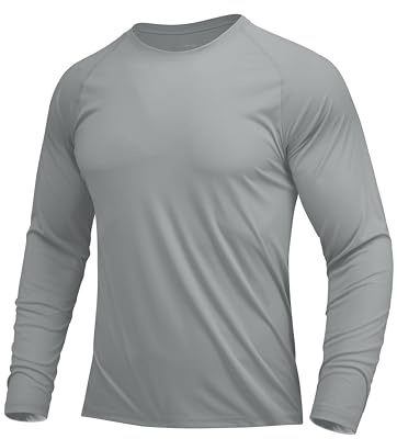 MAGCOMSEN Camisas de protección Solar UV para Hombre UPF 50+ al Aire Libre Manga Larga Casual Ligera Camiseta, Gris, M