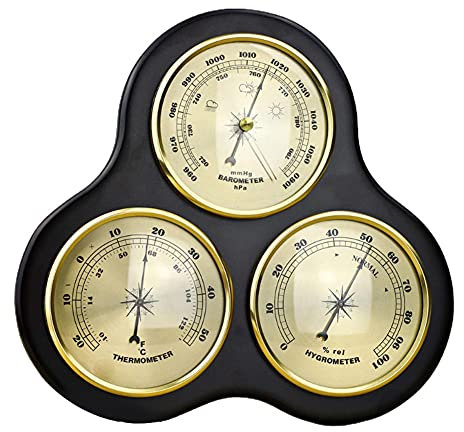 JINYISI Baromètre thermomètre/hygromètre/baromètre 3 en 1 pour intérieur/extérieur, baromètre météo analogique