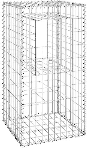 vidaXL Poteau à Panier de Gabion Poteau à Jardinière de Gabion de Patio Jardin Terrasse Extérieur Projets de Jardinage 50x50x100 cm Fer