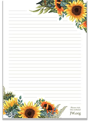 JW - Blocco per appunti formato A4, fogli a righe in carta da lettere (grandi girasoli)