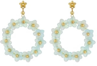 Ted Baker Wildel Statement-Blumen-Tropfen-Ohrringe für Frauen (Goldton/Mint)