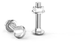 ORTAVA Tornillos de bloqueo Pernos M6 × 30 galvanizados DIN 603 (20 unidades), con tuerca de brida hexagonal, de acero al carbono, cabeza semicircular cuadrada