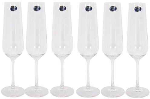 CALLE DEL REGALO Copas de champagne de cristal de Bohemia - Copas de cristal de Bohemia - 200 ml - Diseño elegante y sofisticado - Set de 6 copas de champagne (6)