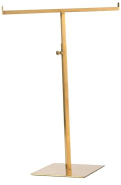 Dickly Torre per gioielli, espositore da tavolo per borse con doppio gancio, a forma di T, espositore per gioielli sospeso per negozio di boutique Home, Oro Spazzolato