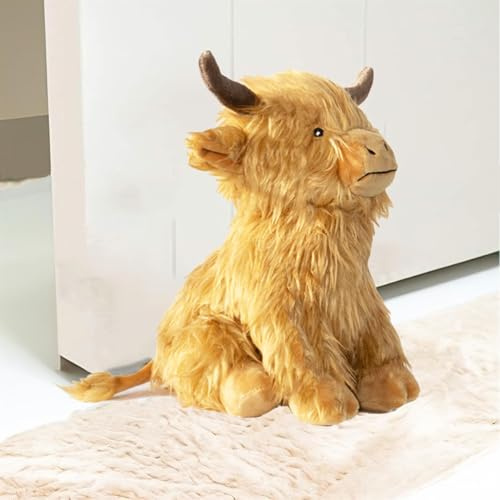 K Collection Highland Cow Door Stopper - Adorable 9.5-inch Weighted Fabric Animal Doorstop, Cute Decorative Door Holder for Home & Office, Soft & Floor-Safe Doorstopper, Perfect for Any Rooms