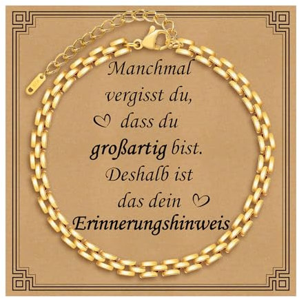 Gamtic Geschenke für Frauen Damen Armband - Verstellbar Edelstahl Link Armband 18K Vergoldet Ketten Armbänder mit Nachrichtenkarte Mode Damenschmuck Geschenk für Freundin Mutter Tochter Schwester