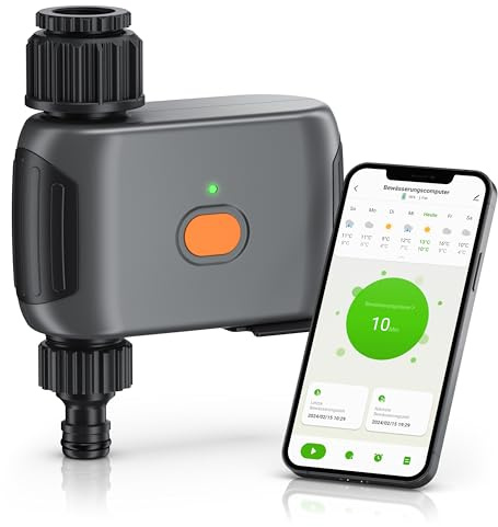 Brandson - Smart WiFi Water Timer, Automatic water irrigation App control system, Irrigation system for Garden, Hose Timer with Weekly and Daily Programs Rain Delay for Lawns and Gardens