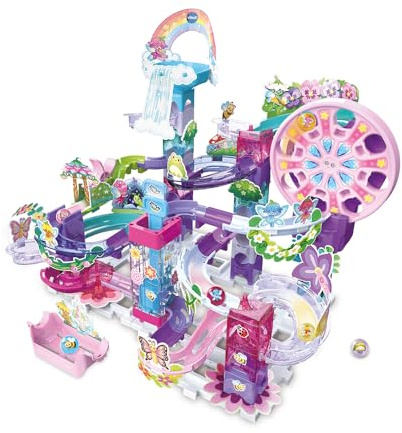 VTech - Marble Rush Fairy Garden Set M500E - Circuit à Billes Électronique à Construire, 90 Pièces et 6 Billes Pailletées - Jeu de Construction Créatif - Cadeau Enfant Dès 4 Ans - Contenu en Français