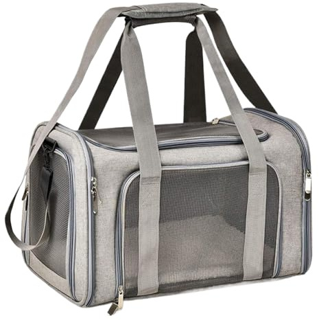 Bolsa de transporte para gatos, caja de transporte para perros de lados suaves, bolsa de viaje transpirable para gatos, bolsa de transporte suave para mascotas, bolsa de viaje plegable portátil para