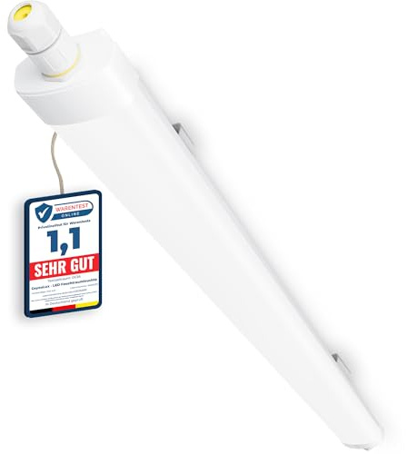 GeyouLux Plafoniera LED Lineare da Soffitto 120cm, 40W 5040lm 5000K IP65 Neon LED Con Cavo di Terra, Collegamento in Serie, 192 LEDs Flicker Free, Plafoniere Per Garage Officina Ufficio, Bianco