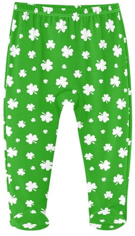 JHKKU St.Patrick's Clover Leafs Baby Boys Footed Pants Cotton Infant Tights Casual Bottoms Crawling Pants 3M