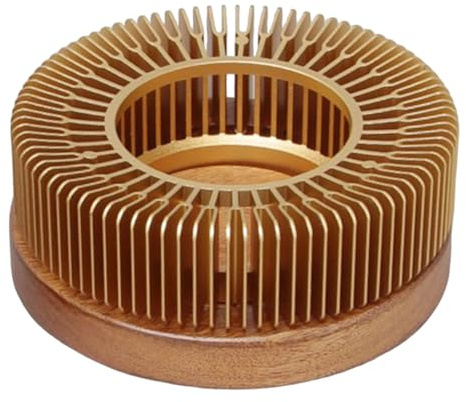 Teapot Heating Stand - Champagne Gold Refined Accessory, Sturdy Solid Wood Base, Liquid Heater | Table Office Apartment Living Room Gift Hot Coffee Tea