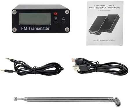 ZASCHMOY 0,5W FM-sändare, Digital Skärm Stereo FM-radiosändare 76-108MHz Justerbar Frekvens med 320 Valbara Frekvenser, för Telefon PC MP3-ljudenheter (Svart)