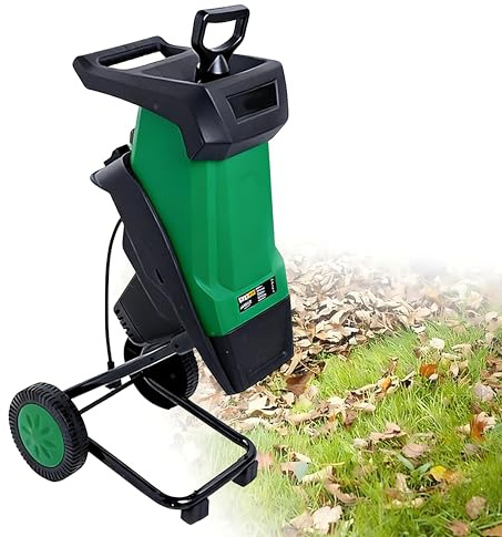 QIUNAOZI Electric Wood Chipper, Garden Tree Branch Crusher Machine, Reinforced Rotary Double Blade, 4500 RPM, 40mm Cutting Capacity, with 50L Collection Bag, for Lawn and Garden Use