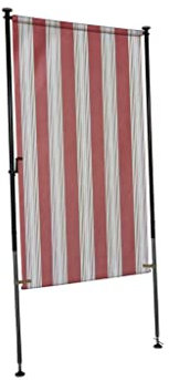 Angerer Balkonsichtschutz, Senkrechtmarkise mit Handkurbel, Terrasse/Balkon, Montage ohne Bohren, Made in Germany, hochwertiger Stoff, UV-beständig, höhenverstellbar, wasserabweisend, 120 cm Rot-Beige