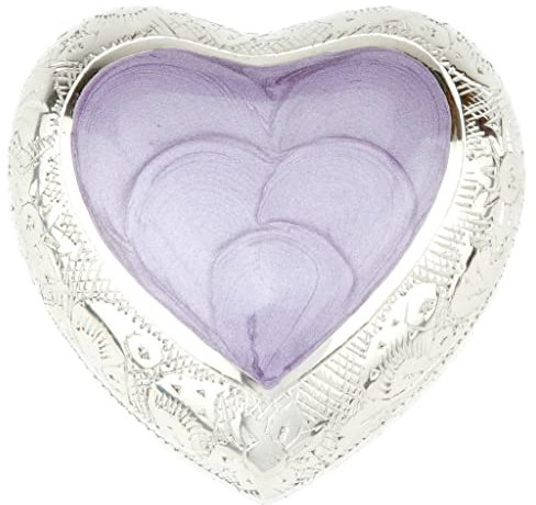 Urns UK Urne en métal laiton, Cœur, Pour cendres funéraire, lilas, 7.5cm x 7.5cm x 4cm