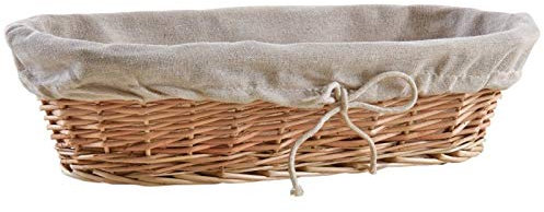 AubryGaspard Corbeille à Pain en Osier Blanc, Classique, Panier à Pain, 35 x 15 x 9 cm