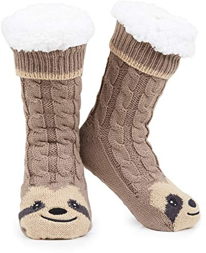 CityComfort Calze Antiscivolo Donna Invernali, Calzini Divertenti Caldi E Morbidi Con Bradipo, Taglia Unica, Idea Regalo Donna