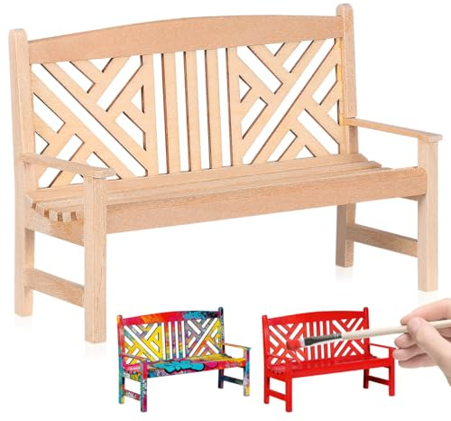 TOYANDONA 1/12 Scale Miniature Bench Wooden Retro Wood Bench for Dollhouse Fairy Garden Bonsai Decorations Dollhouse Benches Accessories for Home Office Desktop Micro Landscape Decorations