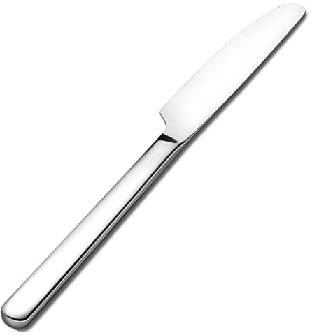 KINGSTONE Stainless Steel Dinner Knives Set of 4, 8.9-Inch Shiny Mirror Dinner Knife with Clean Design, Heavy Duty Butter Knife, Sharp Table Knives for Home Kitchen, Restaurant Use