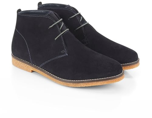 Silver Street London Barnaby Mens Suede Chukka Boots Extra Padded Comfortable Casual Mens Boots, Navy-9