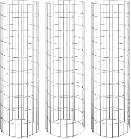 vidaXL Gabionen-Hochbeete 3 STK. Rund Verzinkter Stahl Ø30x100 cm