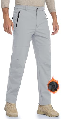 HFDWYJ Pantalon Ski d'hiver pour Hommes Pantalon de Chasse Imperméable Coupe-Vent Softshell Doublé de Polaire pour la Randonnée.