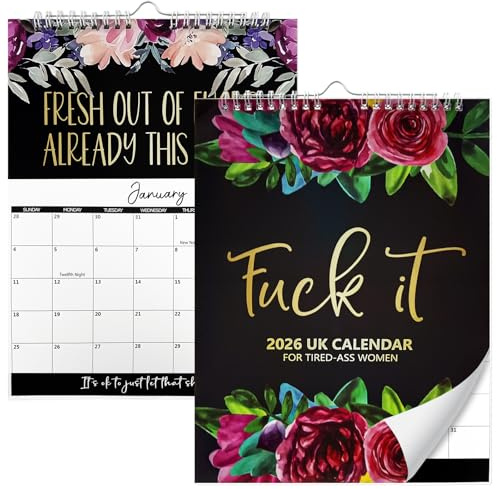 Calendar 2026 UK for Tired-Ass Women 2026 Fu_ck it Wall Calendars UK Monthly Calendars Gag Gift for Women Sweary Calendar Thick Pape for Family Home Office