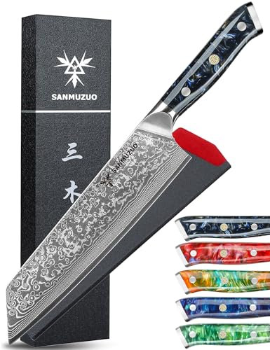 SANMUZUO Coltelli Da Cucina Kiritsuke Damasco 22CM, Coltello da chef Professionale - Coltello da Cuoco Acciaio Damasco da 67 Strati- Impugnatura Resina - Xuan Series (Starry Black)