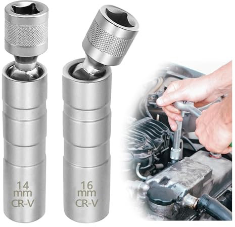 Zocipro Zündkerzenschlüssel 14mm und 16mm, 2 Stück Universal Magnetisch Zündkerzen Schlüssel Steckdose Demontagewerkzeug, Zündkerzenstecker für die Autoreparatur