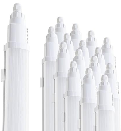 HOFTRONIC - Q-Series Lot de 16 Réglette LED 150cm - IP65 extérieur étanche - 48W 5760 Lumens - 4000K blanc neutre - IK08 - pour Sous-sol, Garage, et l'entrepôt - Lampe Fluorescente